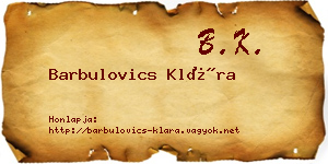 Barbulovics Klára névjegykártya
